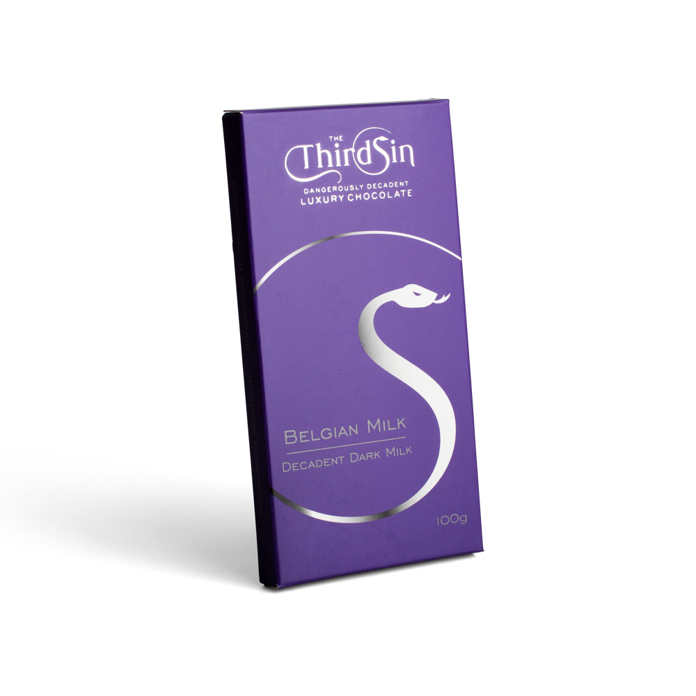 Purple Chocolate bar with Third Sin branding on a white background