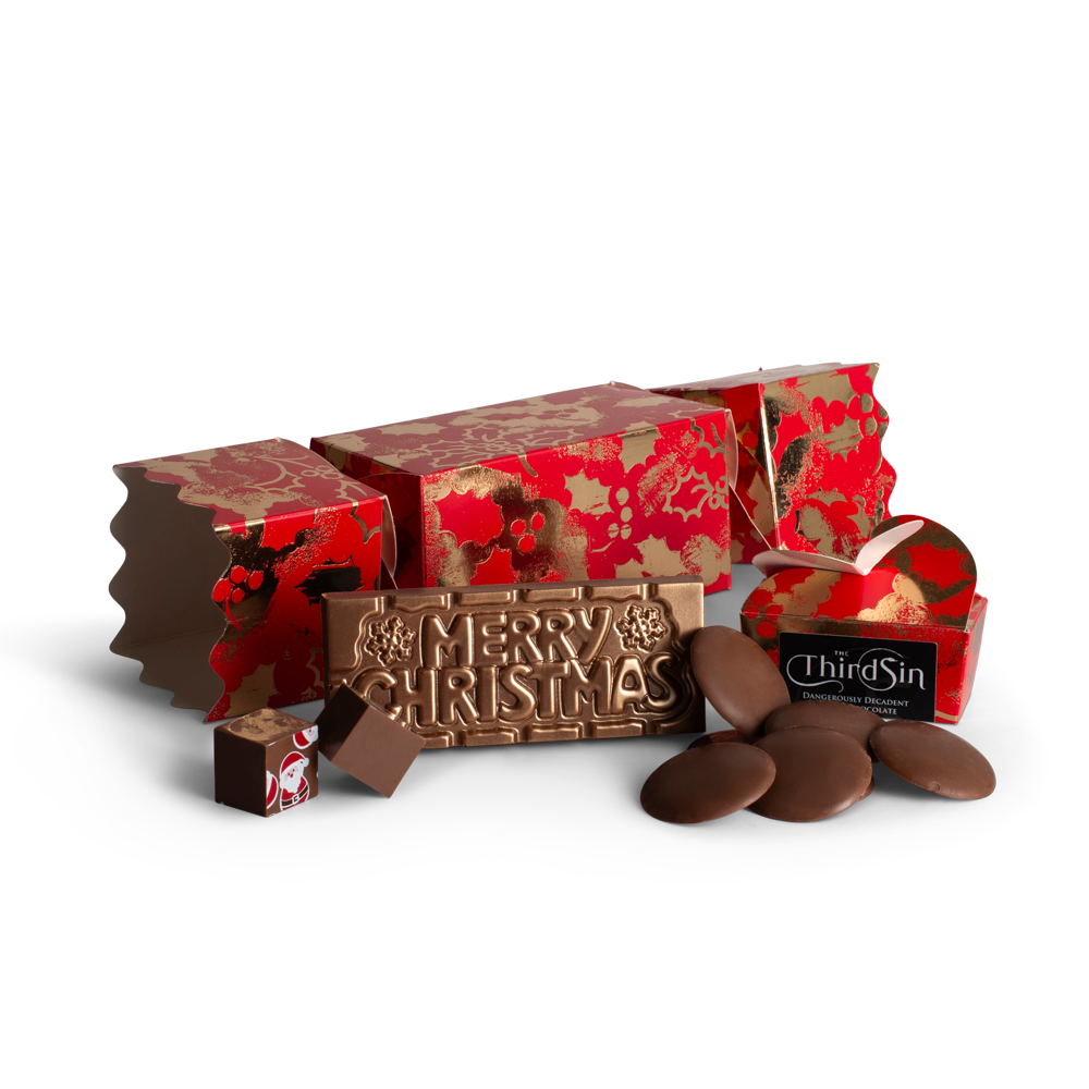 Chocolate Cracker gift set with 'Merry Christmas' packaging on a white background