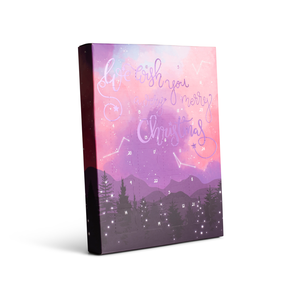 Advent calendar with Christmas-themed design on a white background